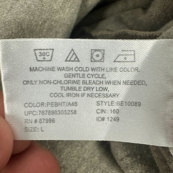 Basic Equipment Mens Henley Shirt Size Large Gray Striped Short Sleeve - Picture 5 of 5